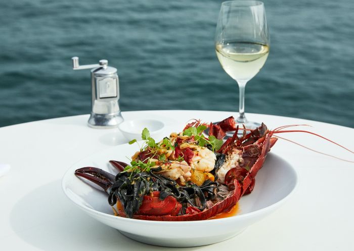 Catalina Rose Bay, Sydney East Lobster with house made squid ink spaghetti at Catalina Rose Bay, Sydney East